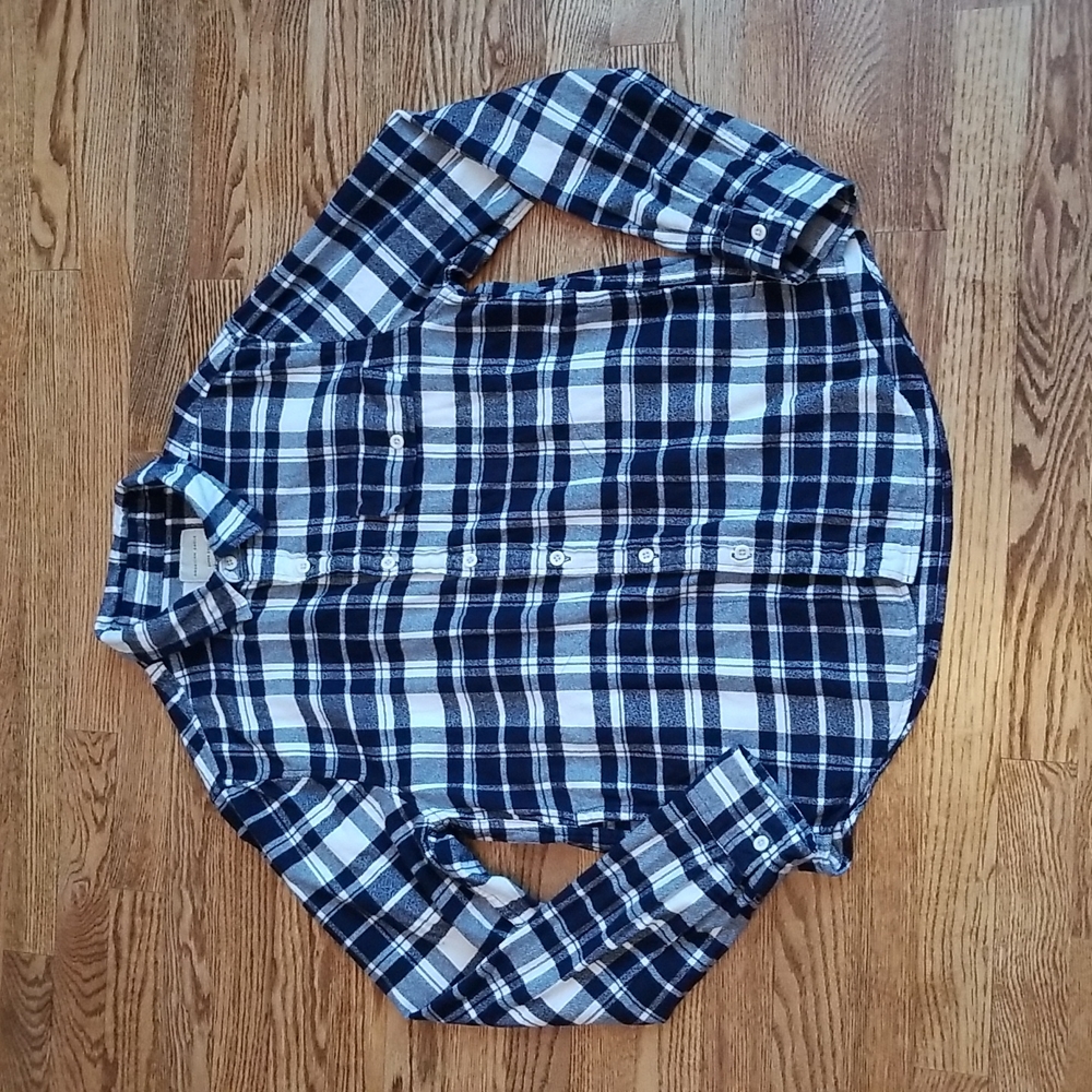 (M) American Eagle Plaid 100% Cotton Body Button Up Shacket with Pockets